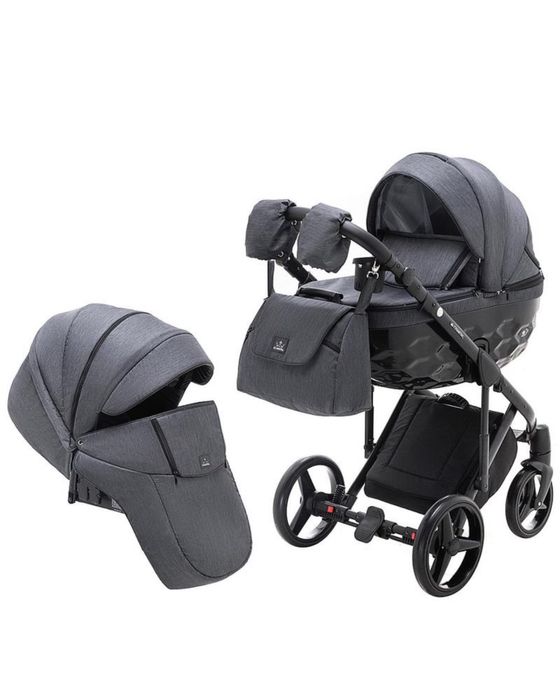 Коляска 2 в 1 adamex chantal в сірому кольорі
