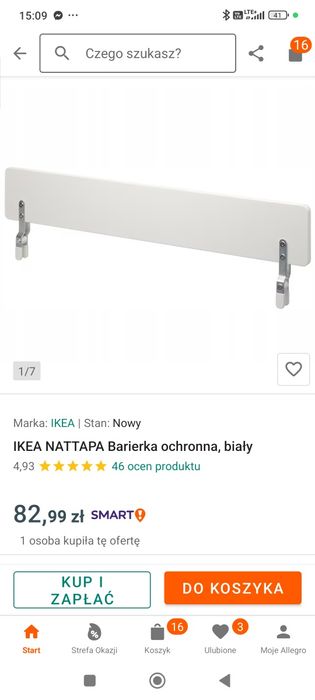 Barierka ochronna do łóżka