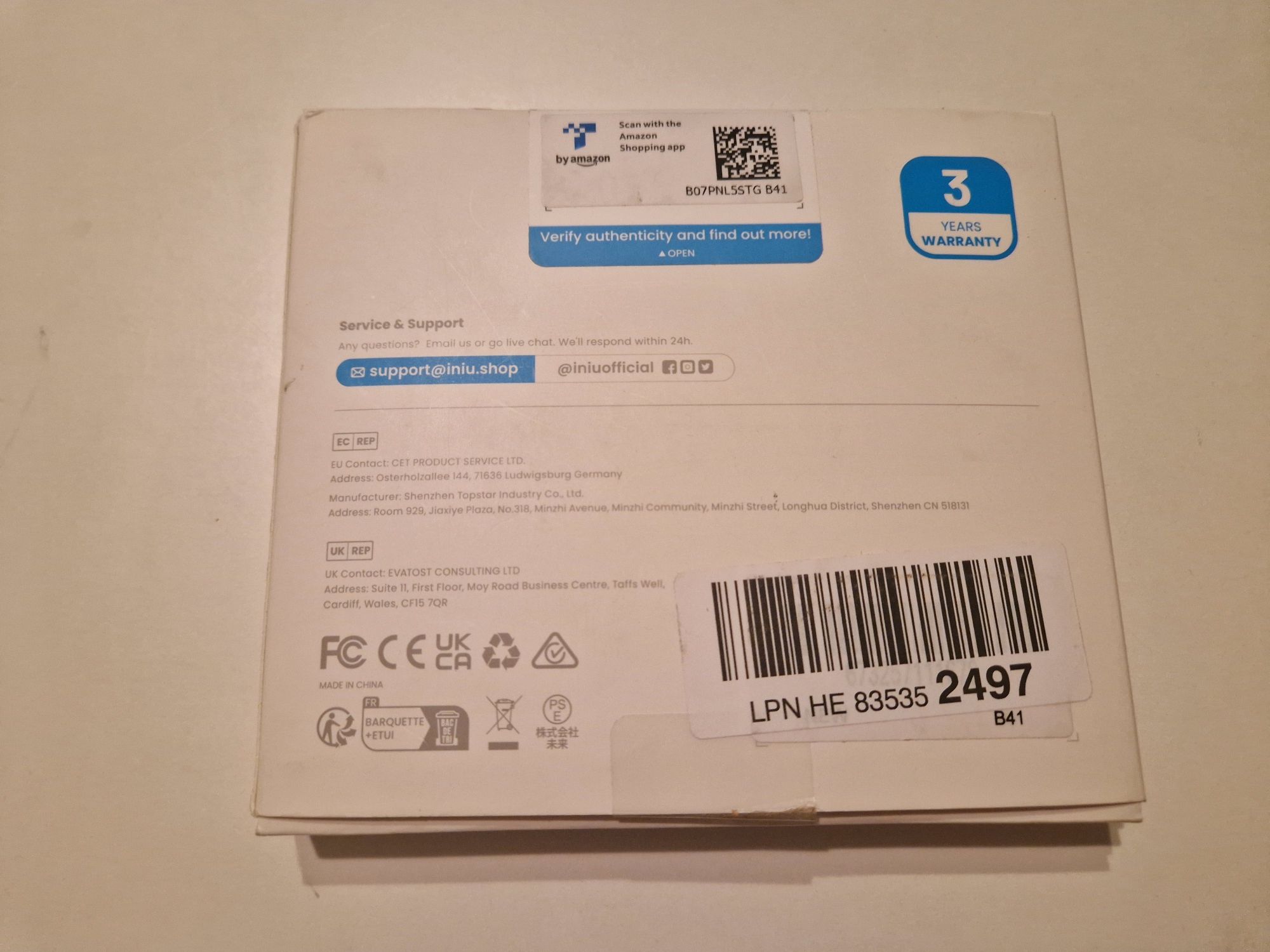 Powerbank INIU 10000mAHh PowerPaw Slim