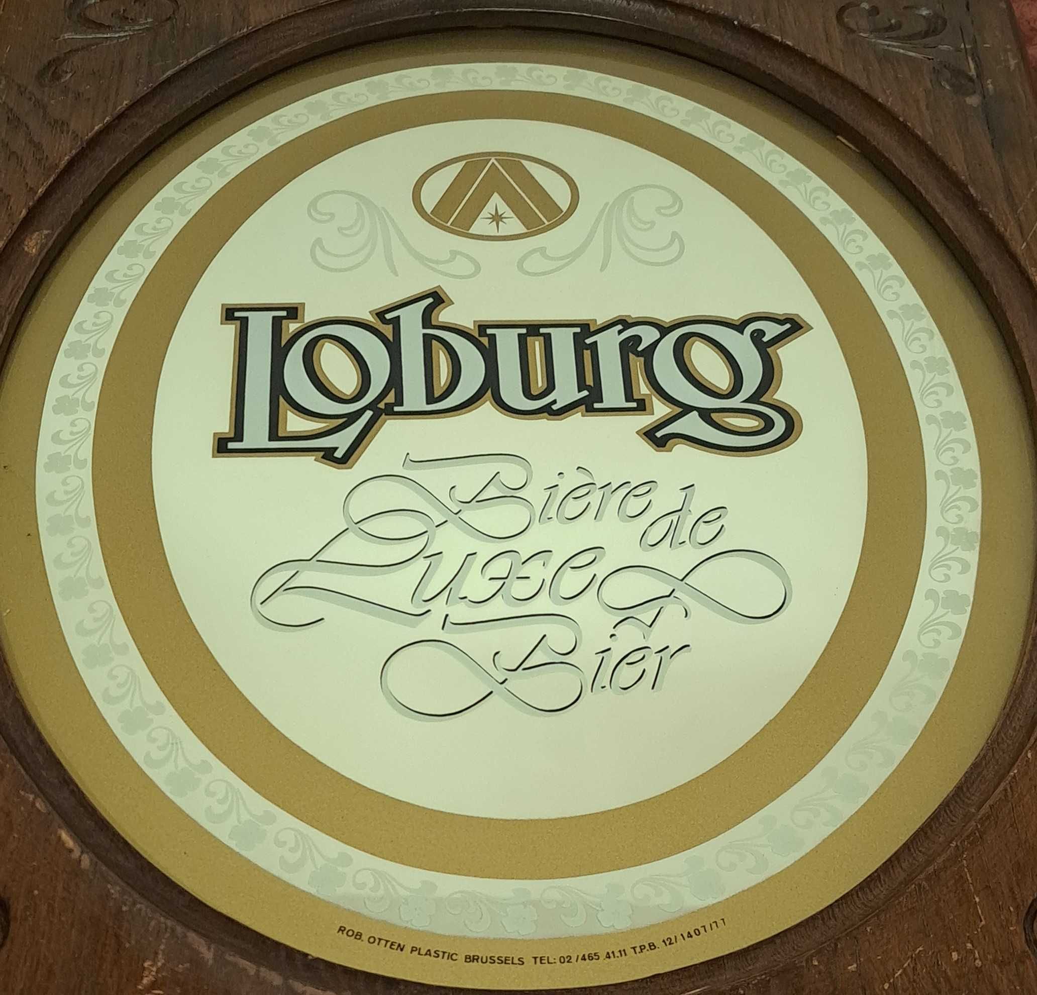 reklama piwa w formie lustra w drewnianej ramie - Belgia
