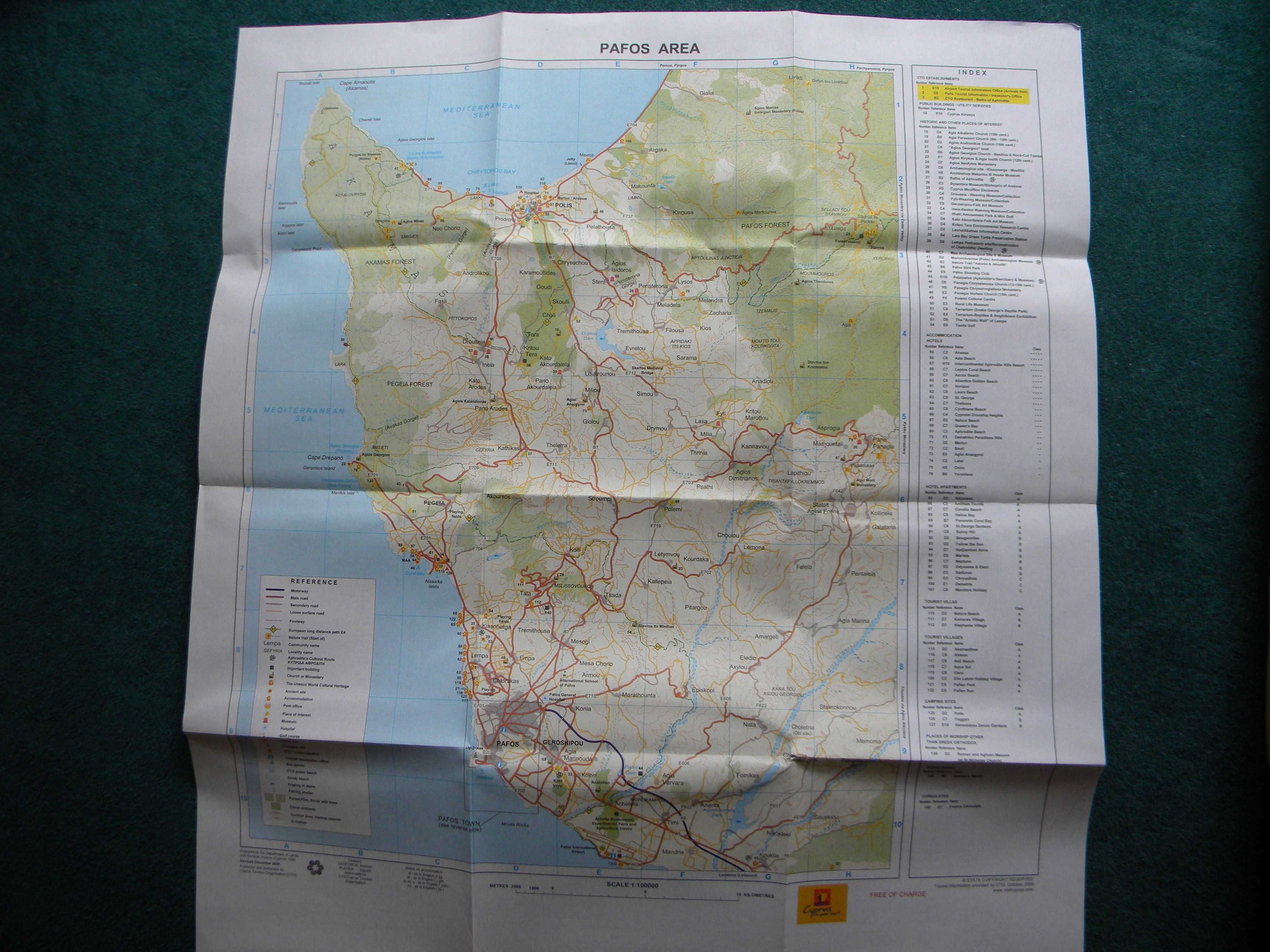 Mapa Pafos, Cypr dystrykt i miasto