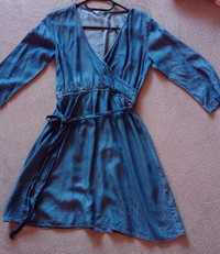 Niebieska sukienka DIVERSE 34 XS cienki miły materiał