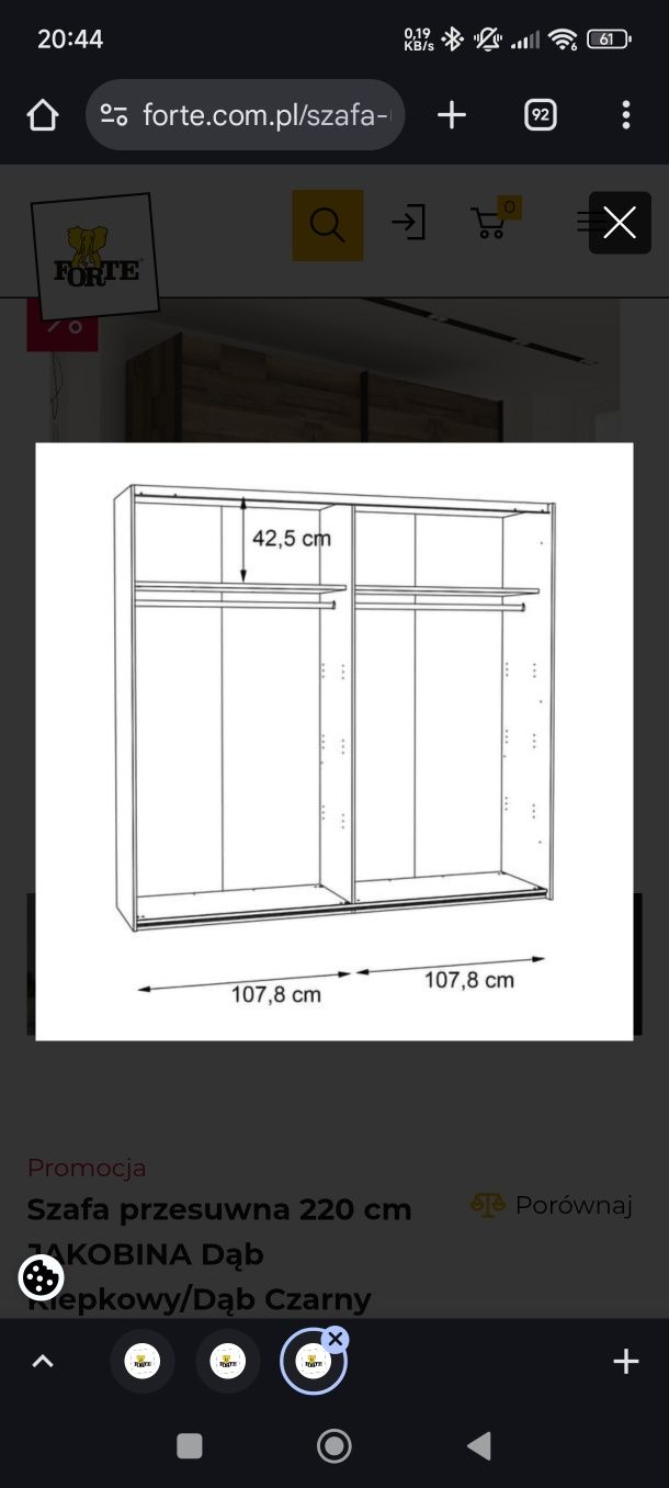 Szafa Forte Jakobina biała, Boho duża, 220cm