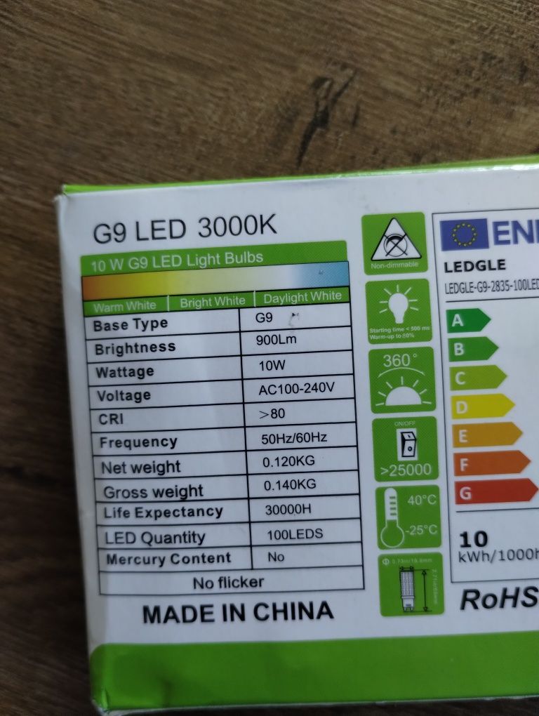 Żarówki LEDy G9 10W 3000K nowe