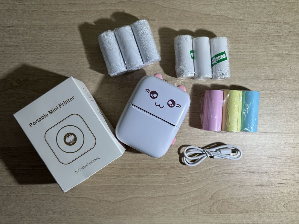 Міні-принтер мега набір mini printer рожевий, бірюзовий