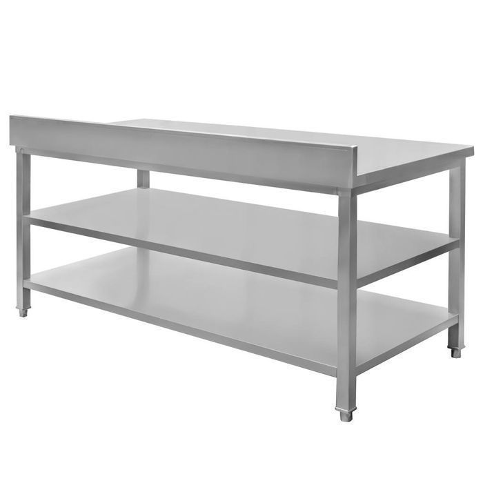 Stół gastronomiczny z rantem i 2 półkami Mega-M 180x60x85(H) - NOWY