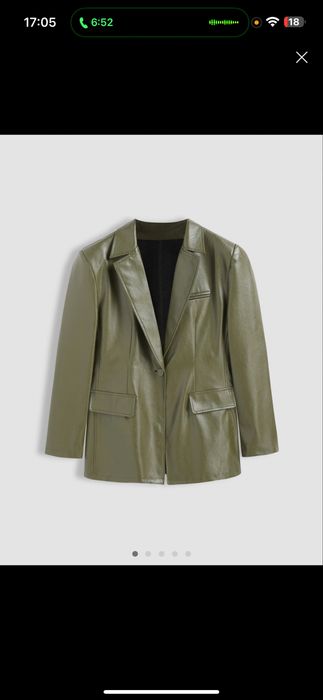 Новий оливковий піджак з еко шкіри