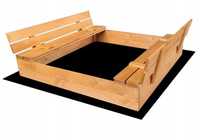 Piaskownica drewniana 150x150x20 cm zamykana z ławeczkami siedziskiem