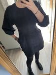 Sukienka czarna Zara 36 S sztruksowa bufiaste rękawy
