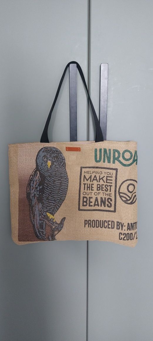 Torebka, torba z worka jutowego po kawie Handmade