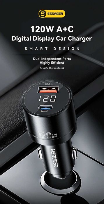 Автомобильное зарядное устройство для Essager 120W PD 20В 5А