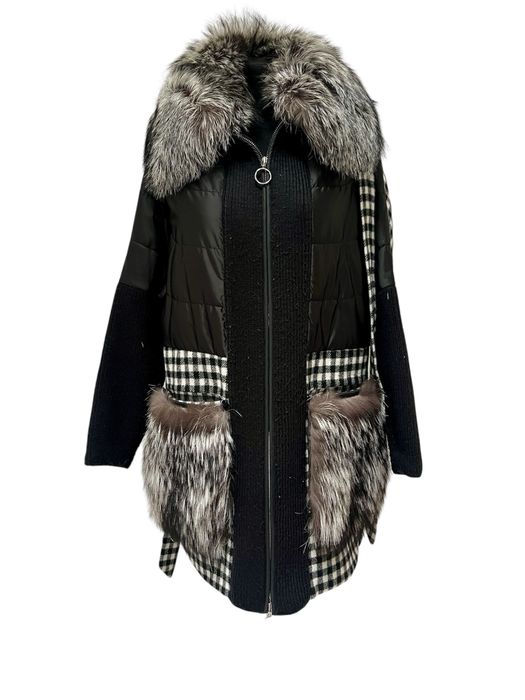 Wloski plaszcz welniany z futrem z lisa