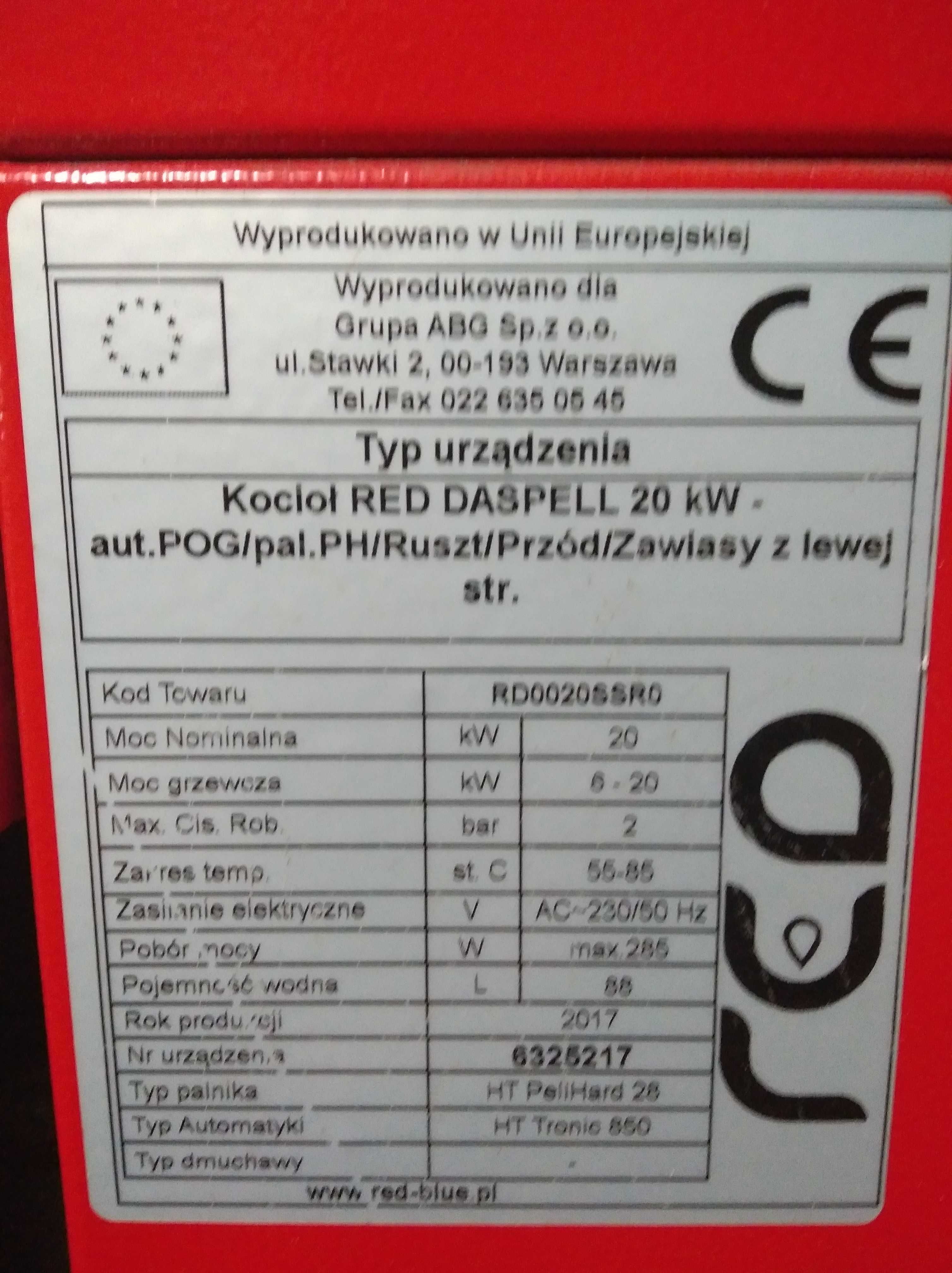 Kocioł RED DasPell Helztechnik o moc 20 KW