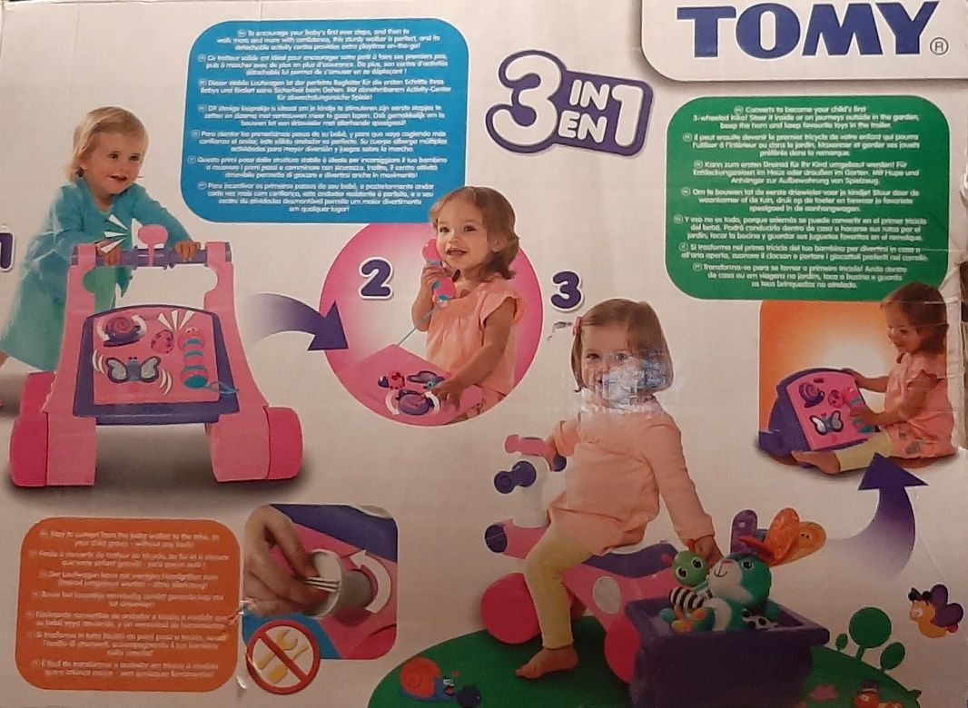 3w1 Jeździk pchacz rowerek z przyczepką i tablica manipulacyjna