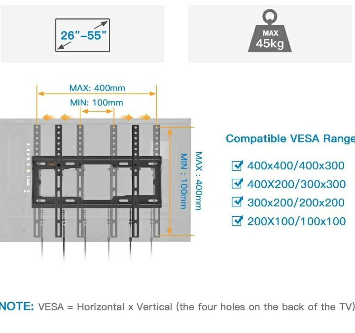 Uchwyt ścienny stojak do telewizora 22-55"Perlegear