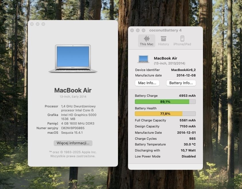 Apple MacBook Air 13 i5 os x Sequoia