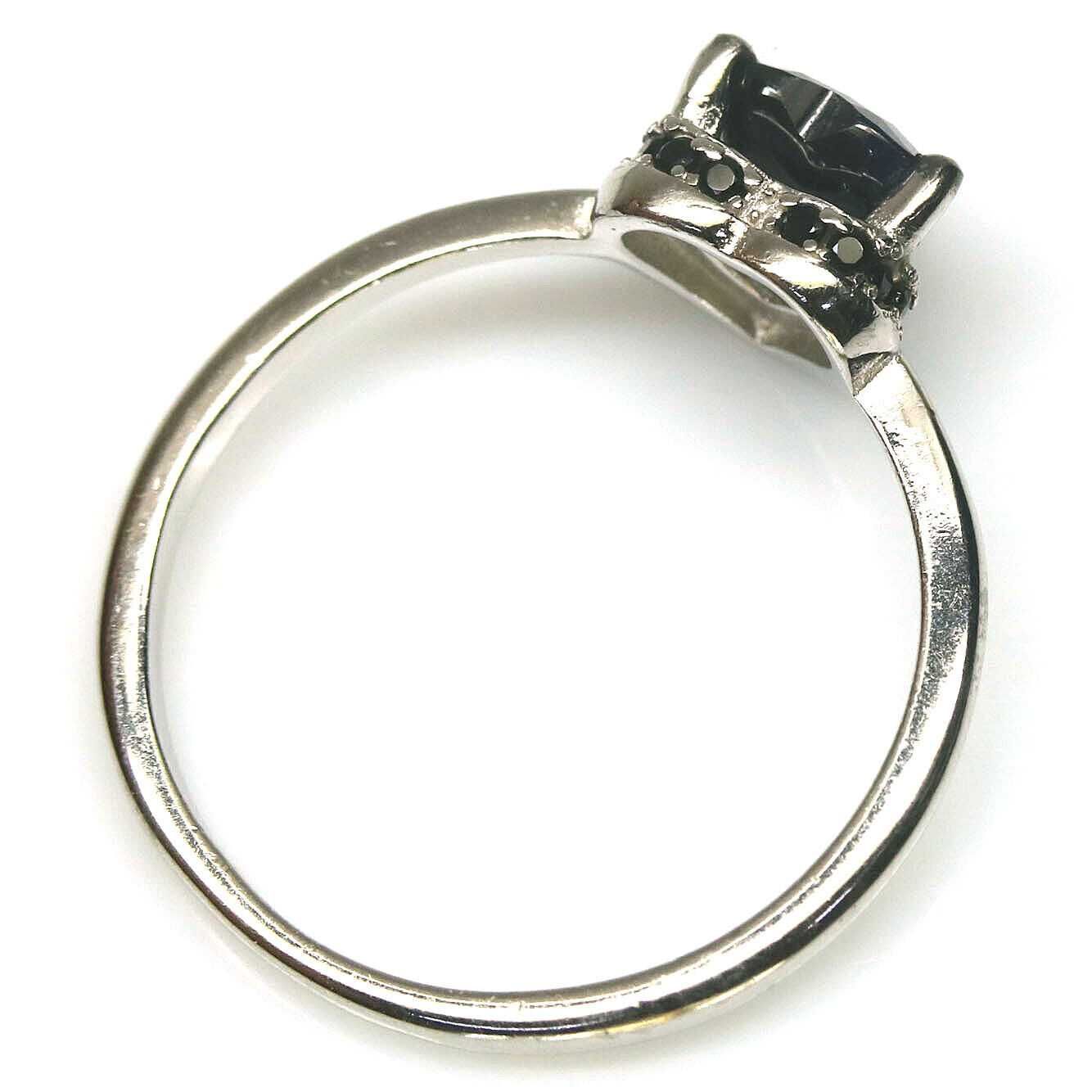Кольцо из серебра с синим сапфиром и черной шпинелью, размер 17,75