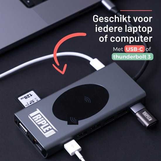Triple J® 15-w-1 USB C Hub - Ładowarka bezprzewodowa