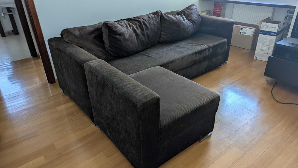 Brązowa Sofa, kanapa rozkładana 93x226, narożnik 172x226, welur zamsz