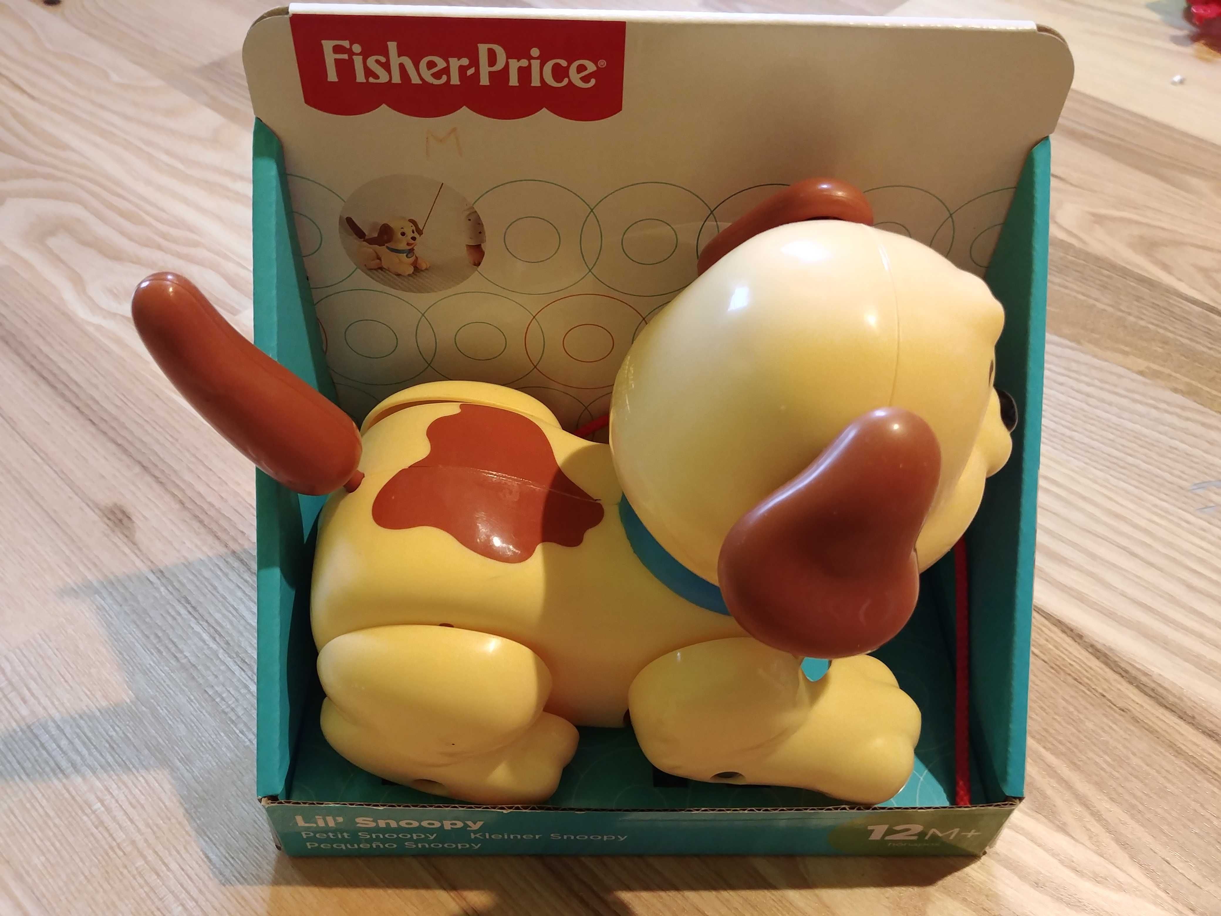 Fisher Price zestaw zabawek: piesek Snoopy, motylek, pelikan, telefon