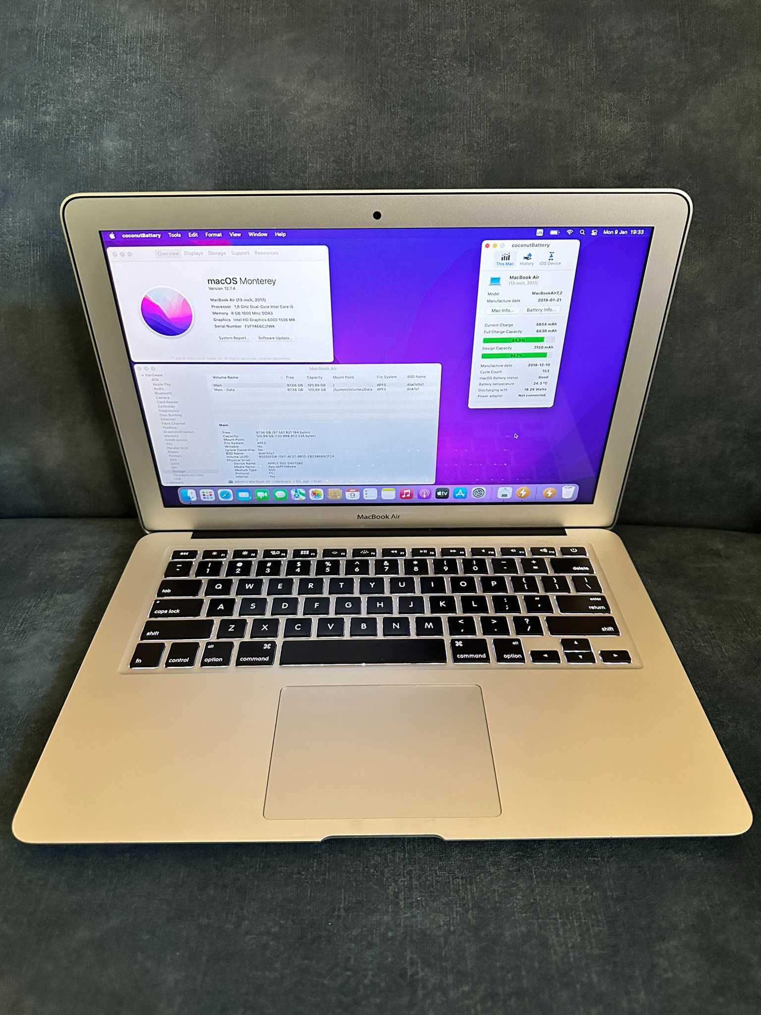 A1466 2017 MacBook Air i5 8/128 Gb - 653 цикли MQD32