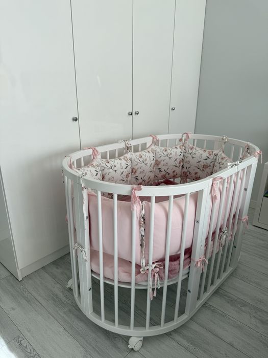 Овальне ліжечко Royal Sleep 9в1 Біле + два матрасика в подарунок