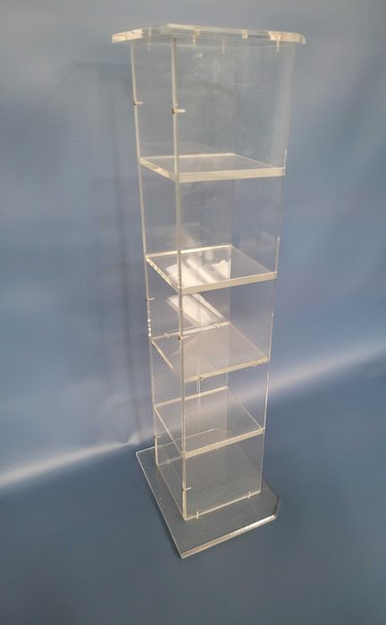 półka słupek PLEKSI pleksiglas 15x15 x 76 lata 70 80 na płyty CD