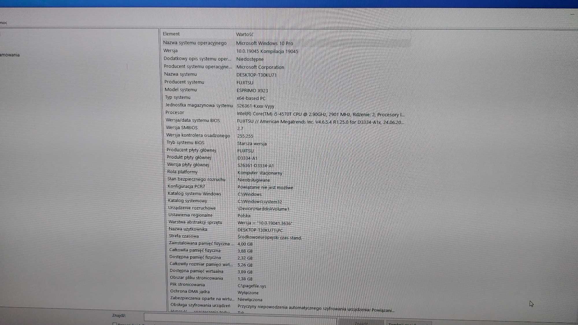 Komputer Fujitsu ESPRIMO X923 AiO