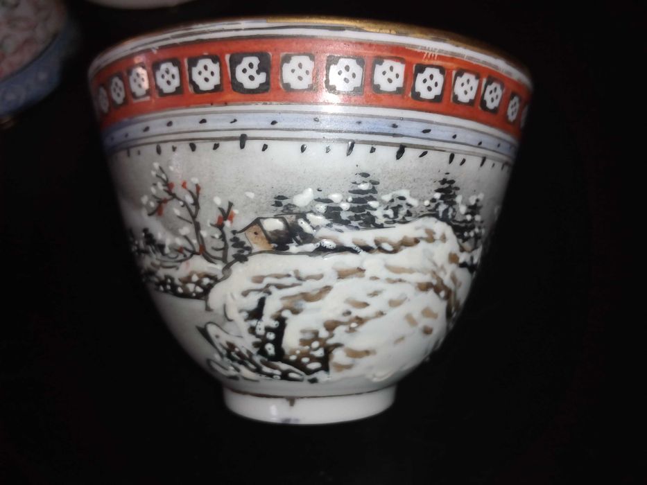 Conjunto de 7 taças de porcelana Chinesa muito antigas