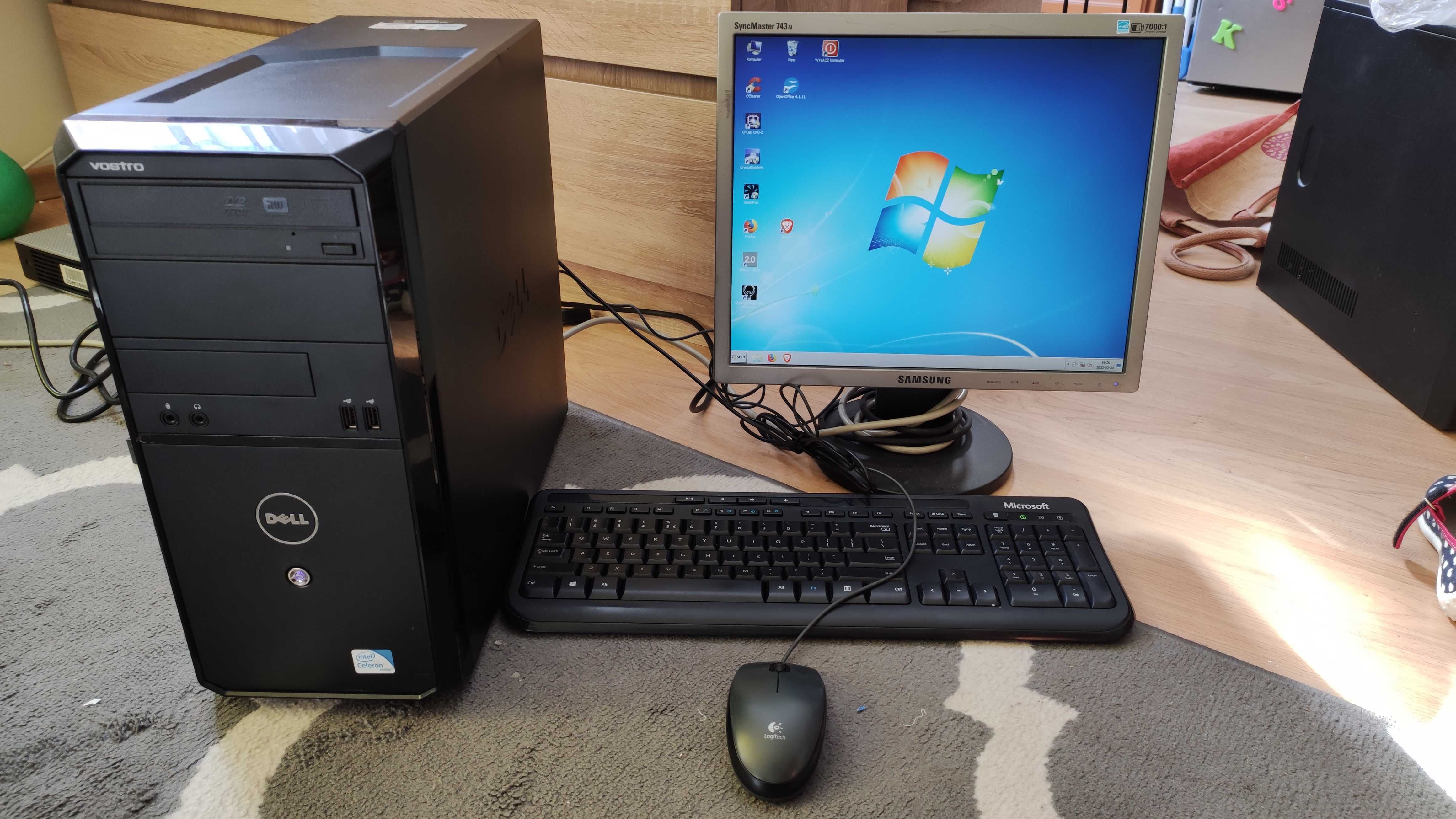 Zestaw komputerowy z Win10, komputer Dell, monitor, klawiatura, mysz