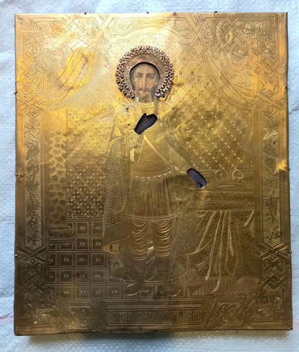 Старинная икона Александр Невский