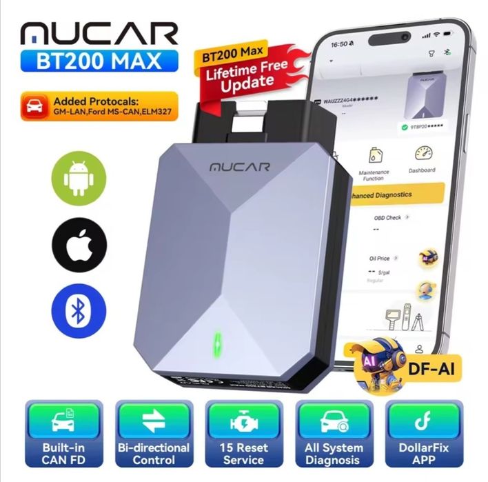 Obd2 Mucar BT200 Max мультимарочний сканер lifetime 2025