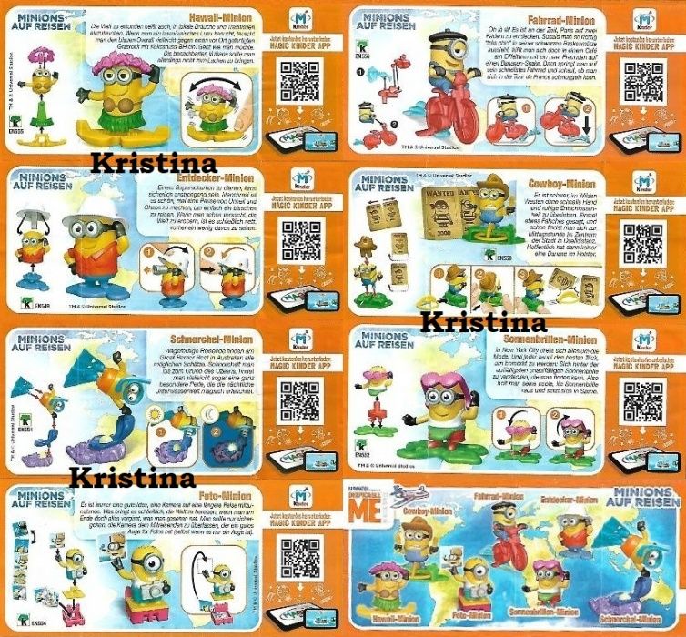 *_* Minionki w Podróży + kartki komplet z kinder