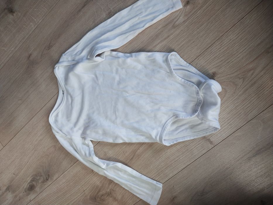 Białe body z długim rękawem H&M 104