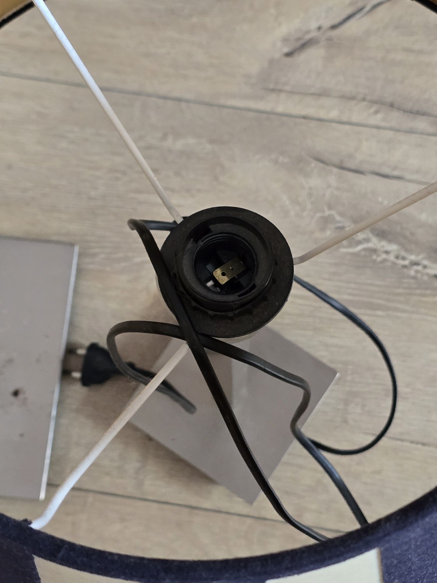 Lampa stołowa na stolik nocny kremowo granatowa 56cm