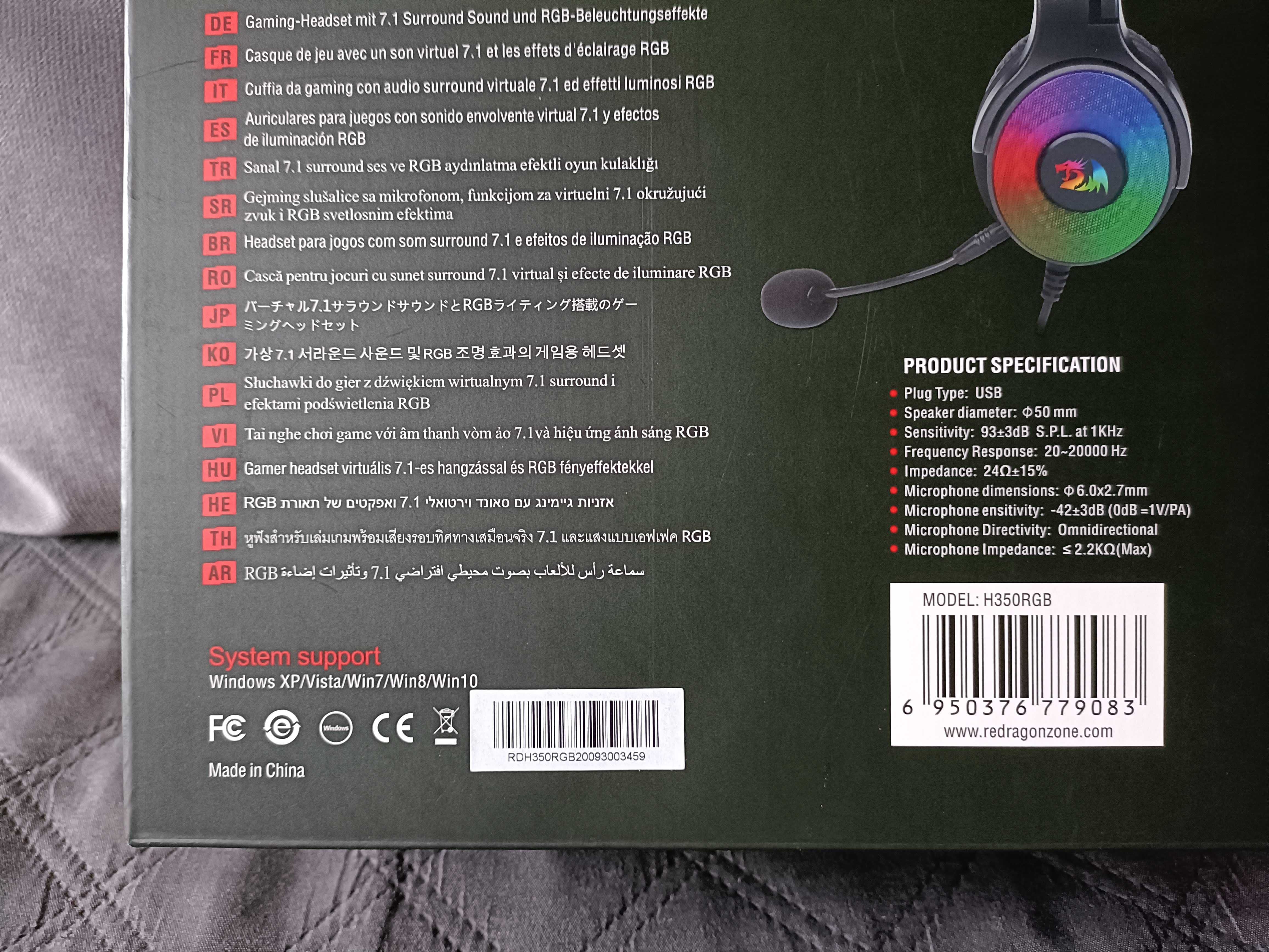Nowe słuchawki Redragon Pandora H350 RGB