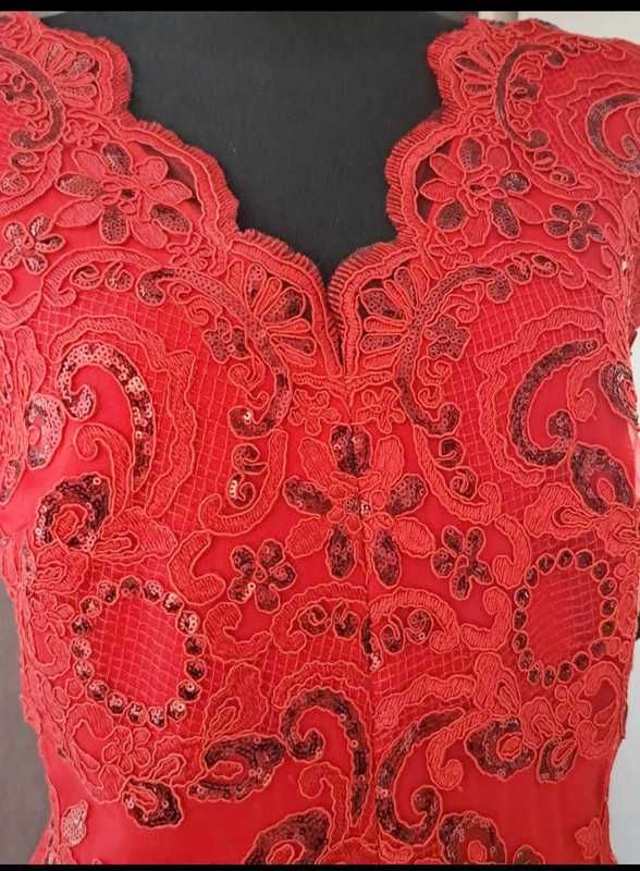 Czerwona sukienka Crystal 52 54 NOWA długa