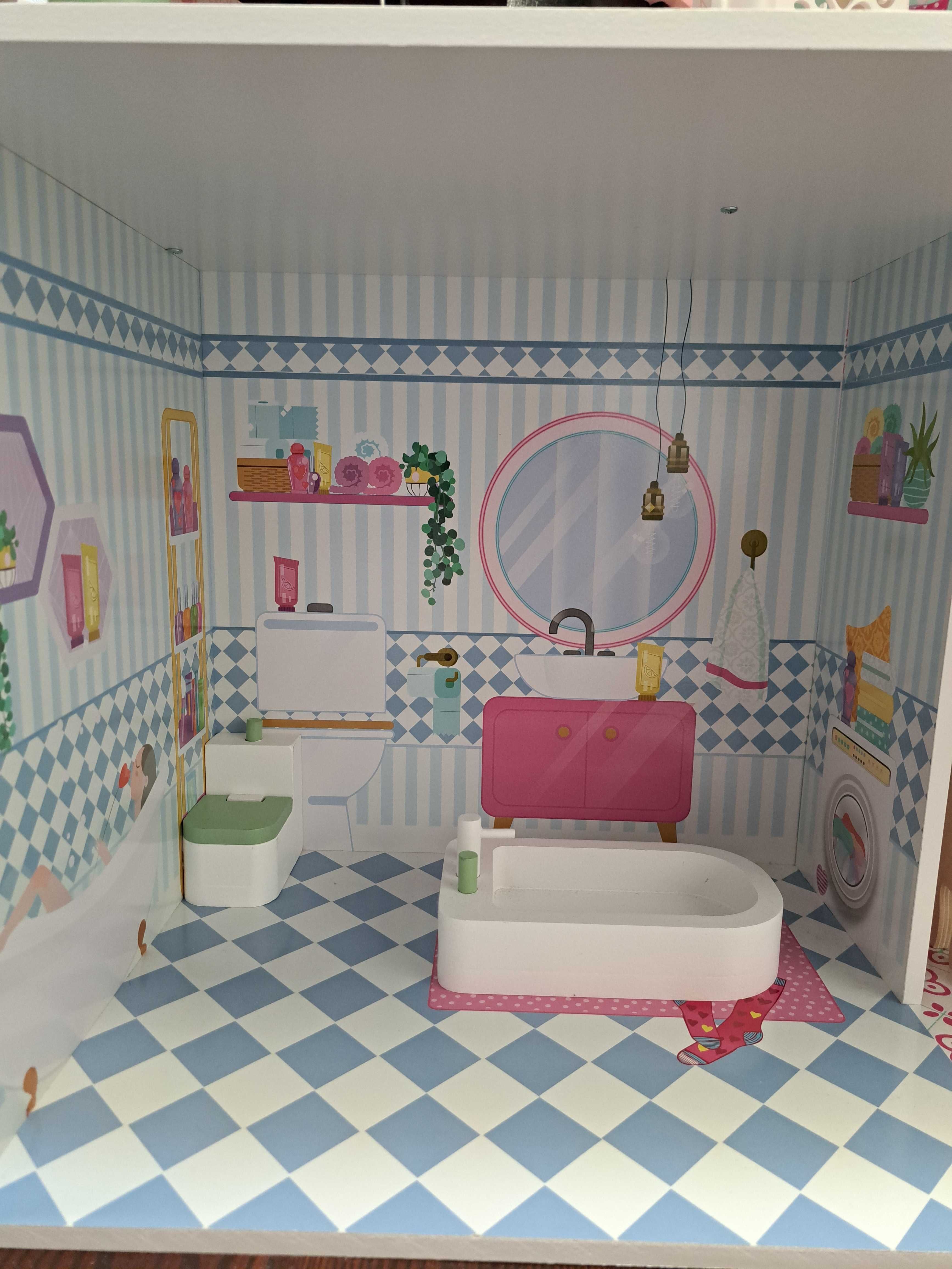 Drewniany domek dla lalek Barbie duży NOWY