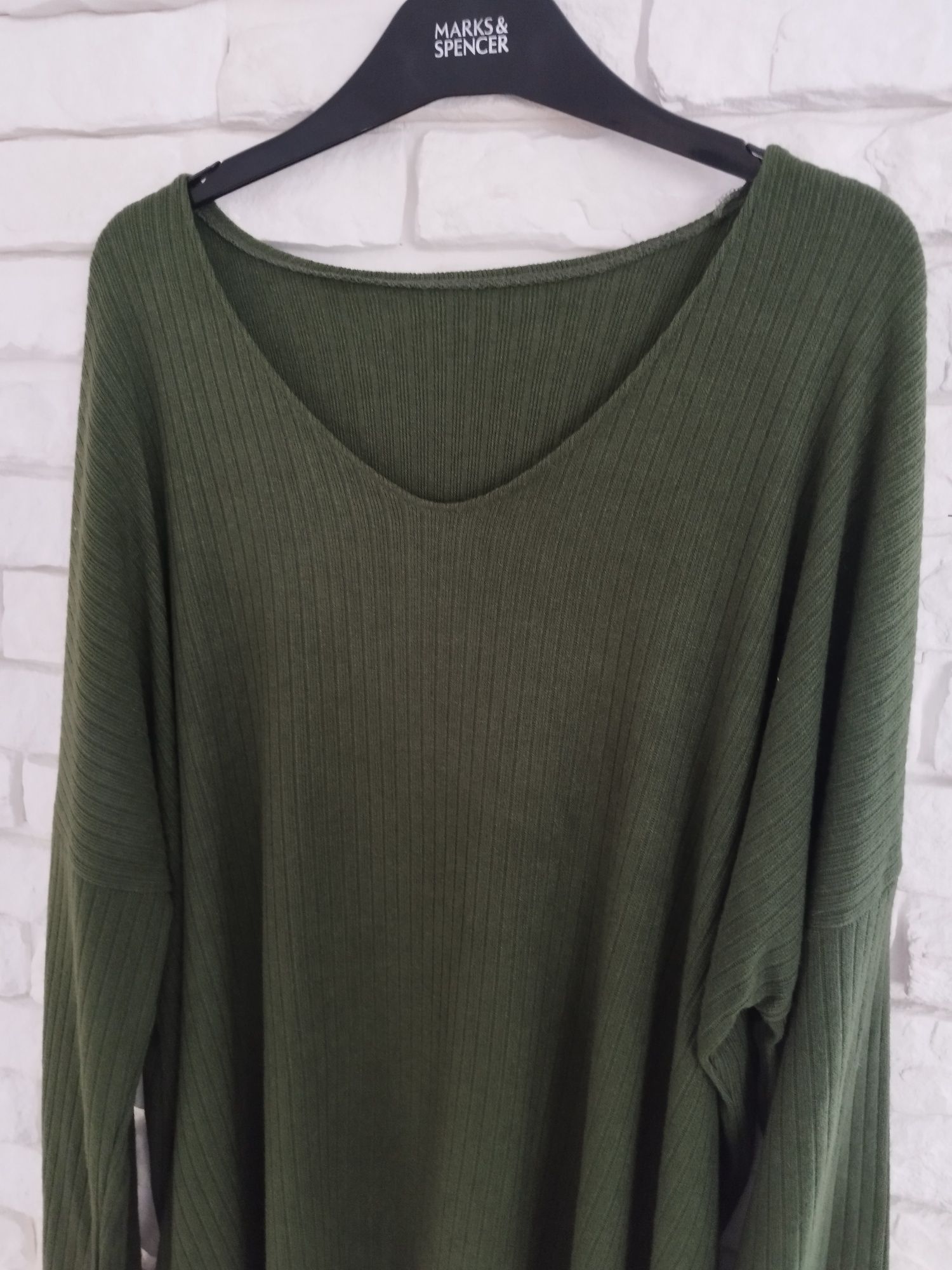 Włoska duży dekolt militarna prążek plus size xxxxl 50 52