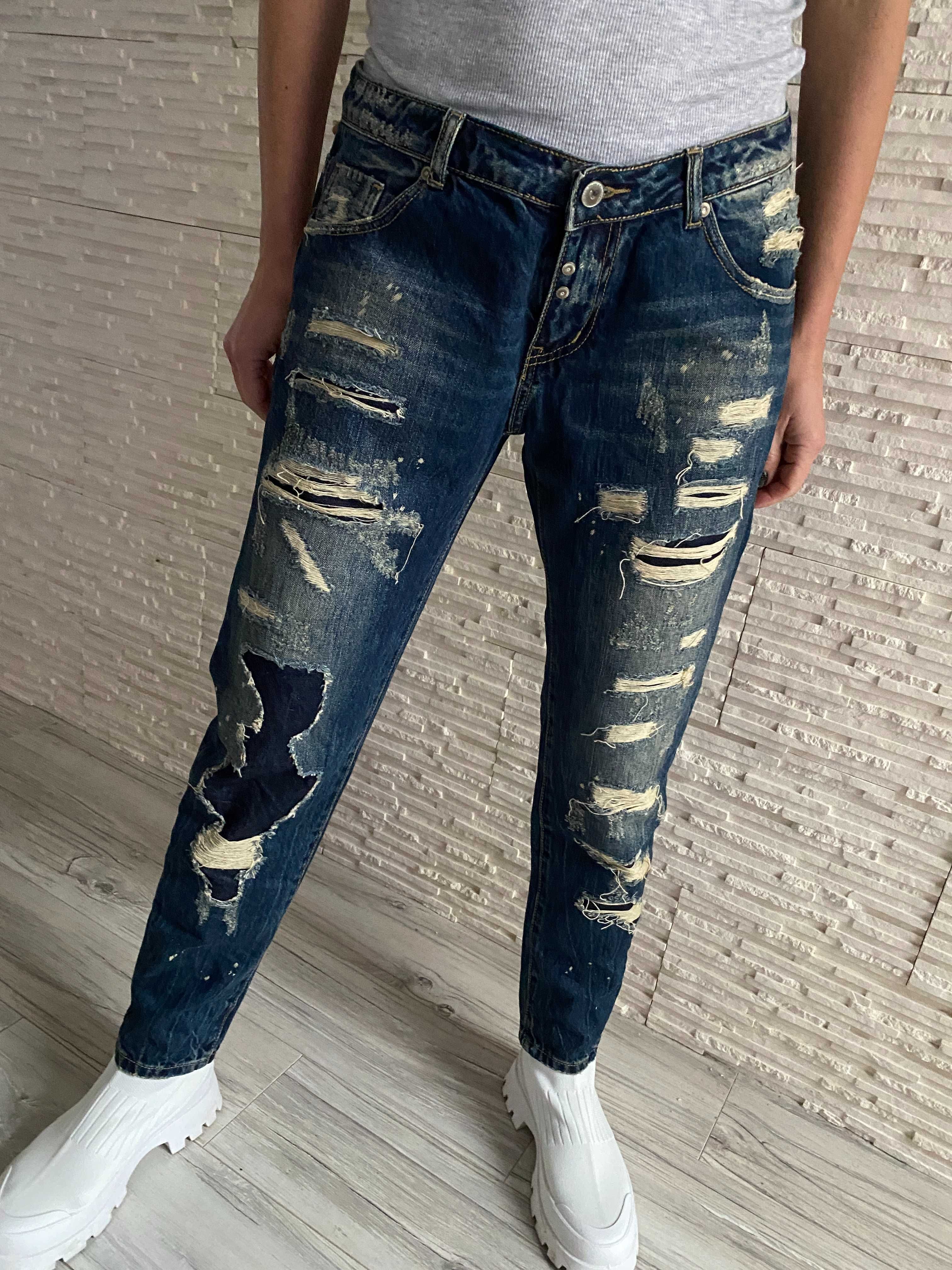 Wiya nowe genialne jeansy boyfriend _ dziury łatki M