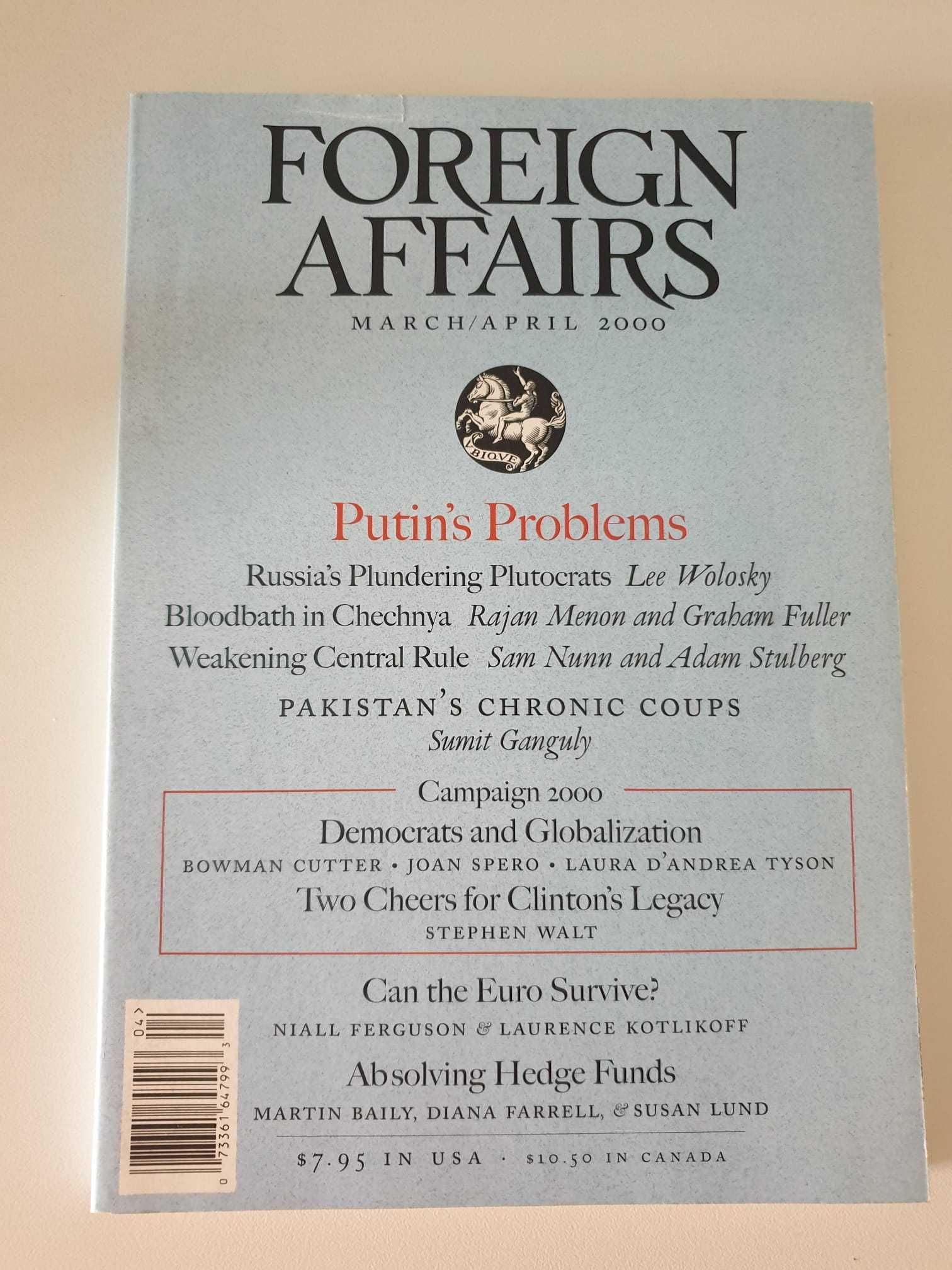 Lote de 5 revistas FOREIGN AFFAIRS (1999–2002) – Muito bom estado