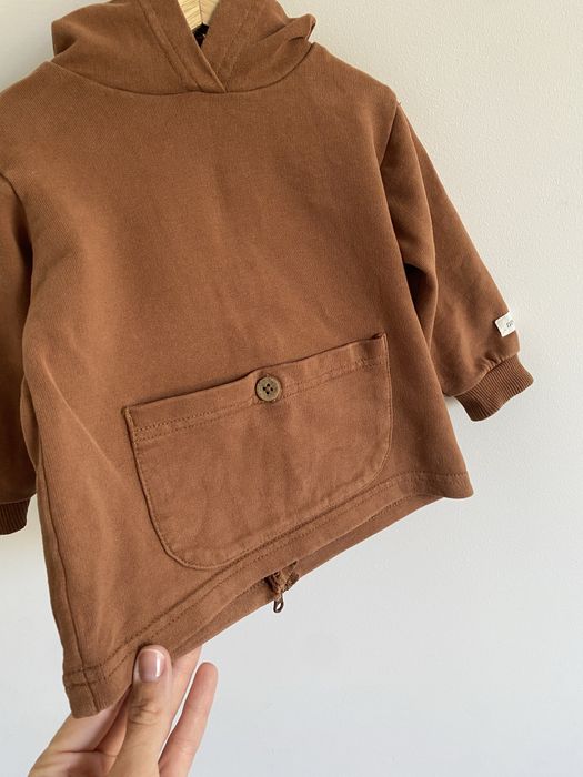 Bluza newbie 68 ruda brązowa guzik z kapturem