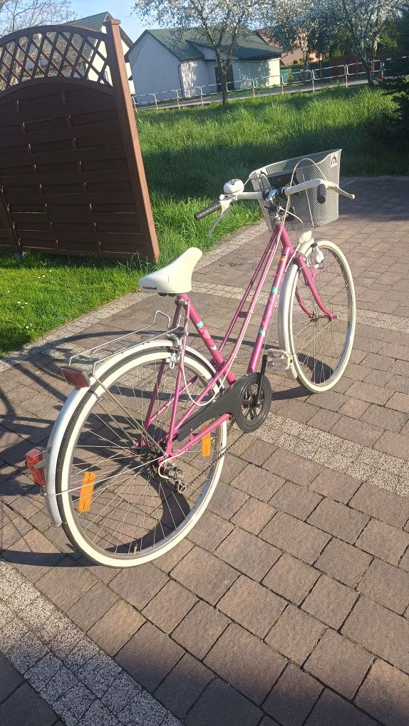 Damski różowy rower miejski
