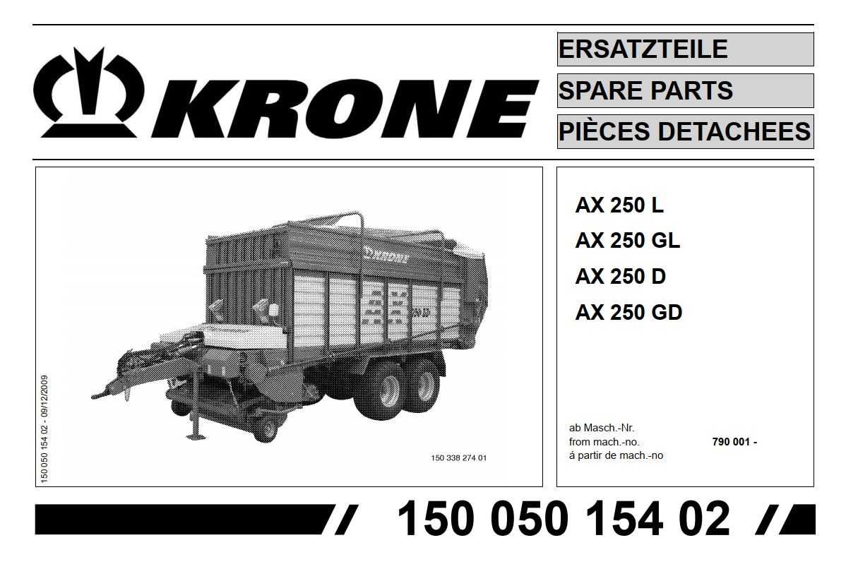 Katalog części  KRONE AX 250 L, AX 250 GL, AX 250, AX 250  GD,