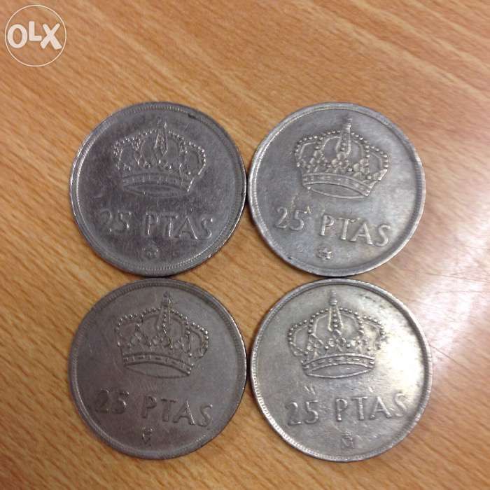 4 Moedas de 25 pesetas