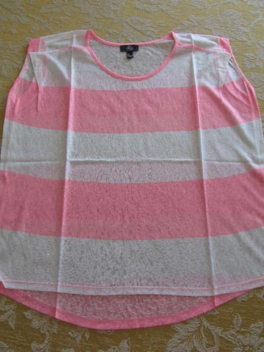 T-shirt Mango às riscas rosa e branco