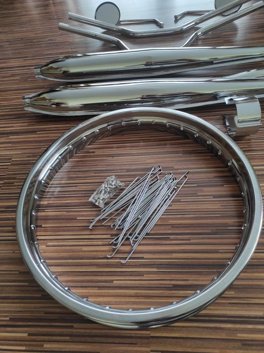 Obręcz koła WSK 18" SHL stalowa chrom wysoka jakość + komplet szprychy