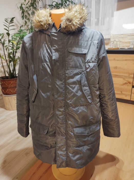 LTB parka męska ocieplana kurtka długa z kapturem i futerkiem