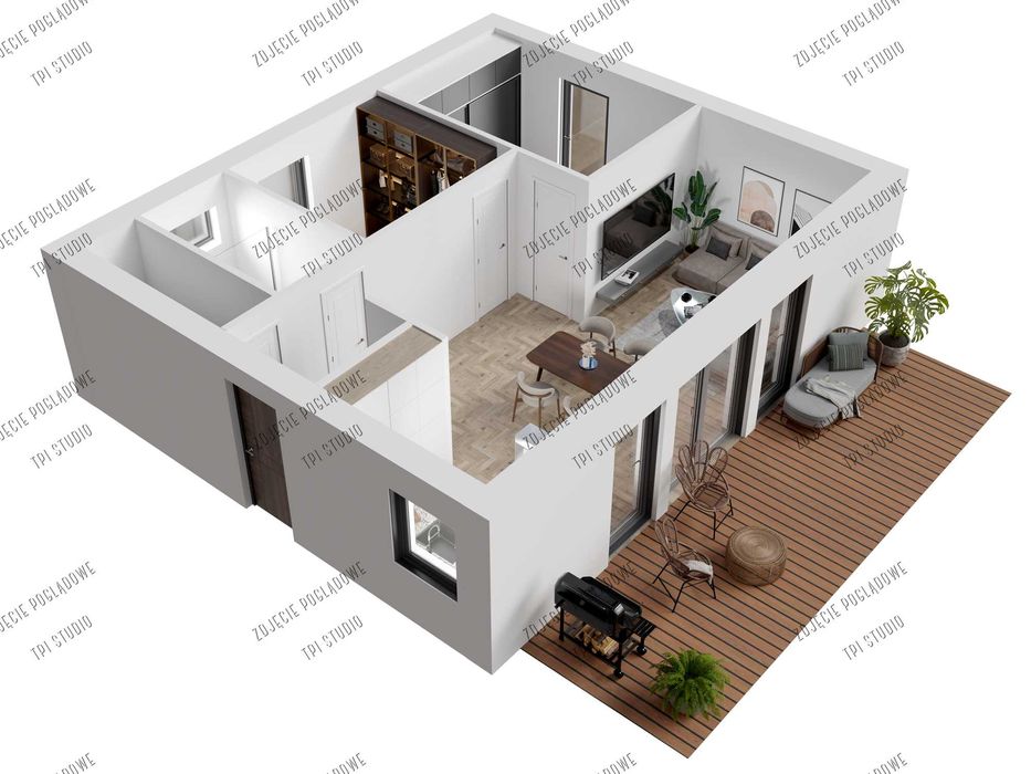 dom modułowy nowoczesny, dom szkieletowy, parterowy