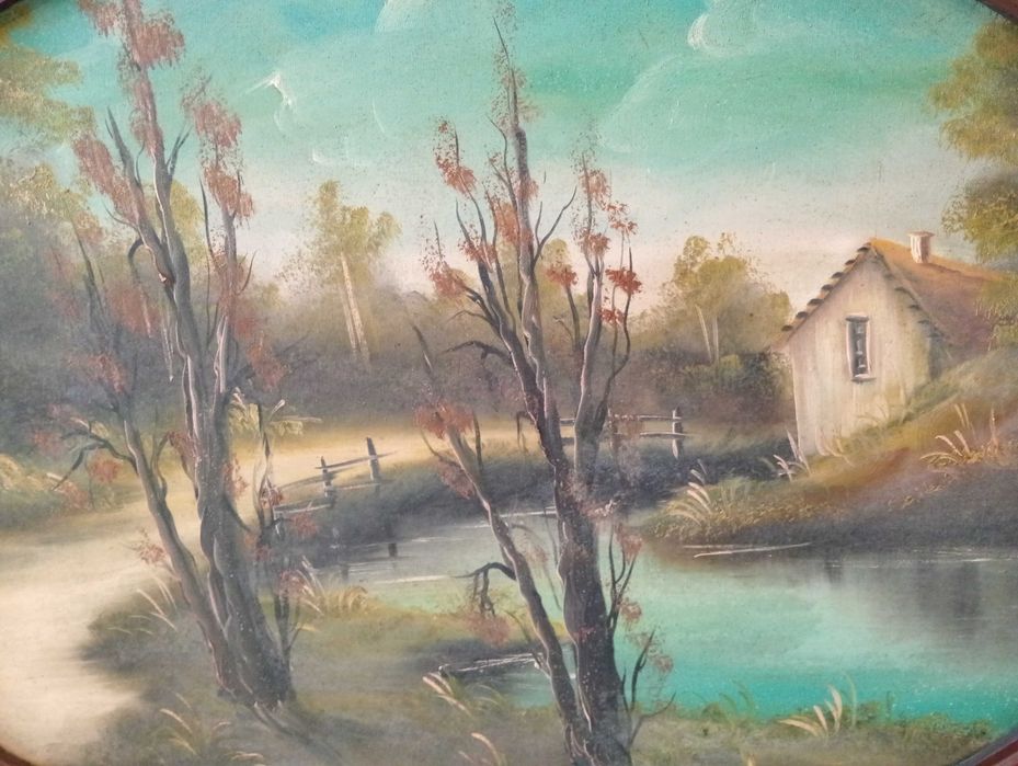 M Fernanda Reis Pintura Quadro Oval  Oleo Assinado